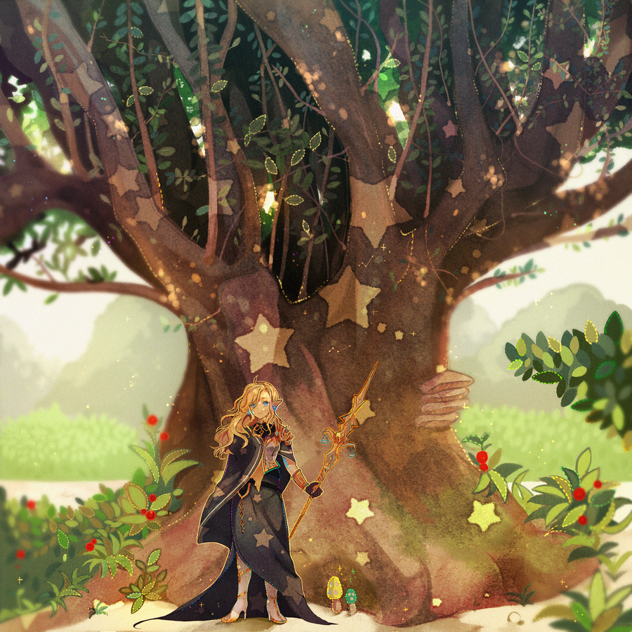 1girl, ahoge, armlet, armor, asymmetrical_hair, asymmetrical_skirt, berry, black_collar