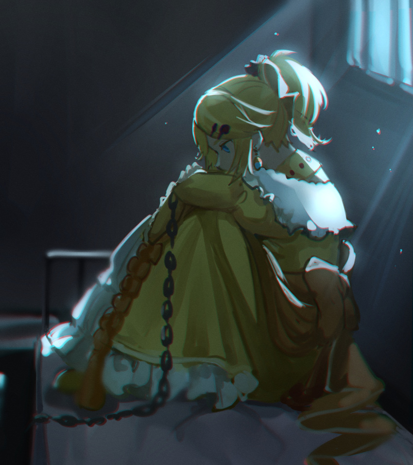 1boy, aku_no_meshitsukai_(vocaloid), allen_avadonia, barred_window, bars, blonde_hair, blue_eyes, blue_gemstone