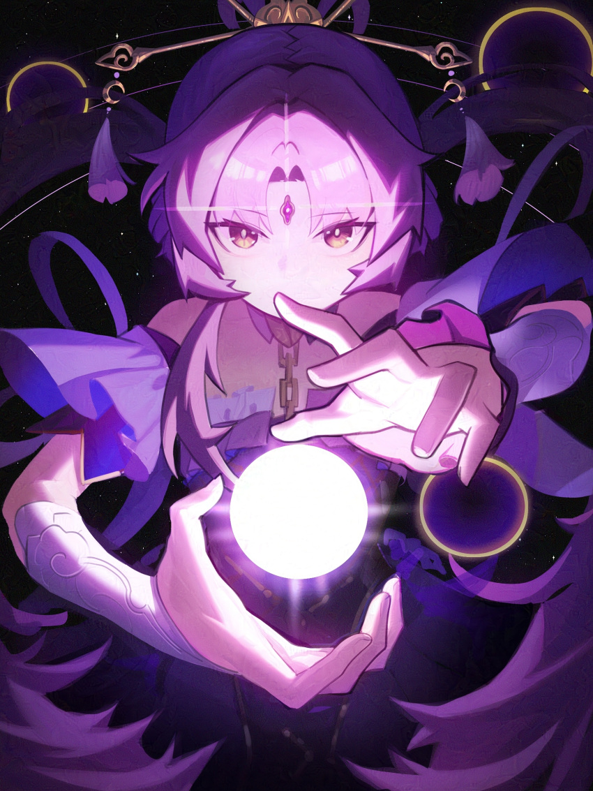 1girl, black_sun, bow-shaped_hair, casting_spell, chain, distr, dress, dynamic_pose