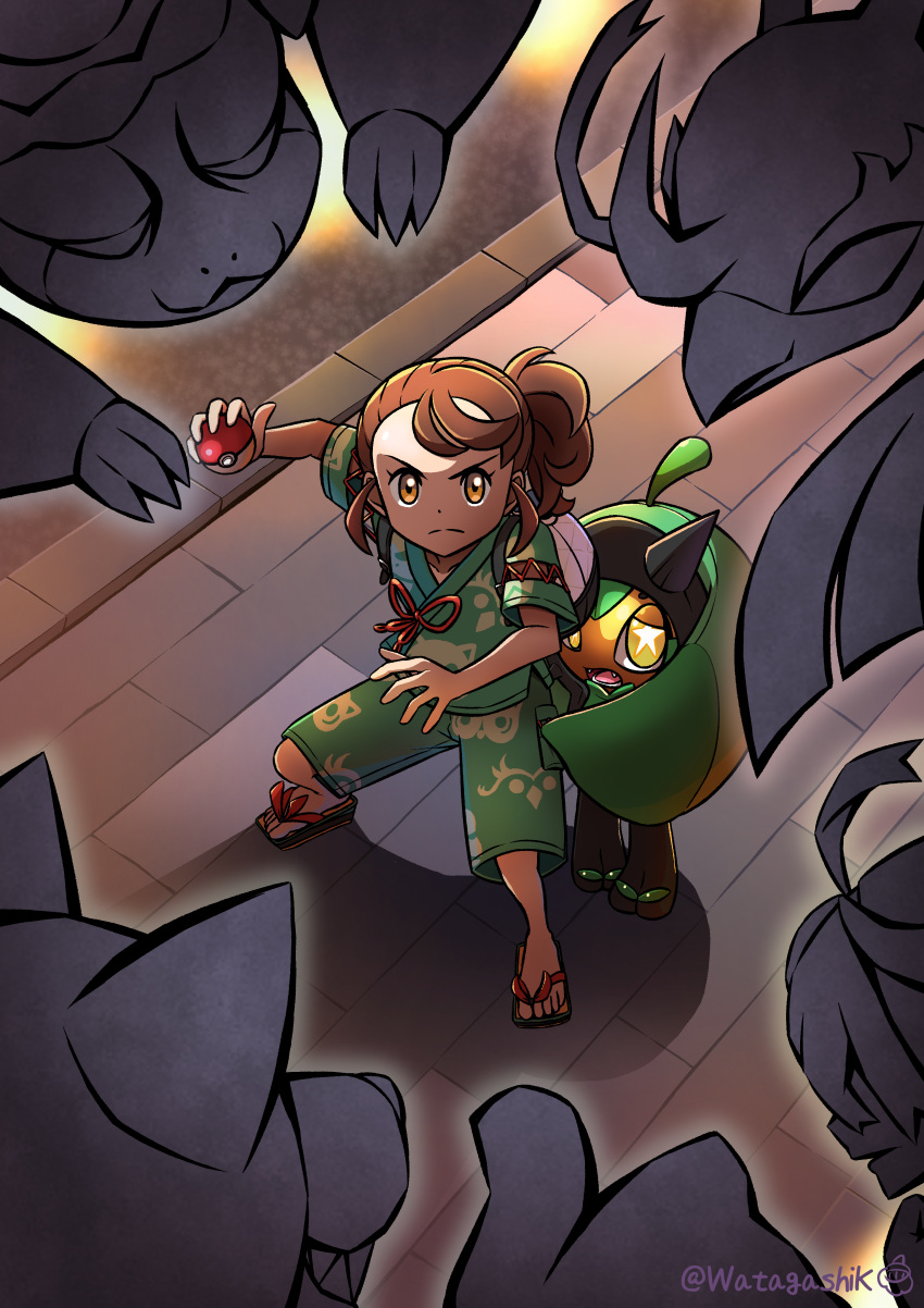 1boy, 1girl, absurdres, backpack, bag, brown_eyes, brown_hair, closed_mouth