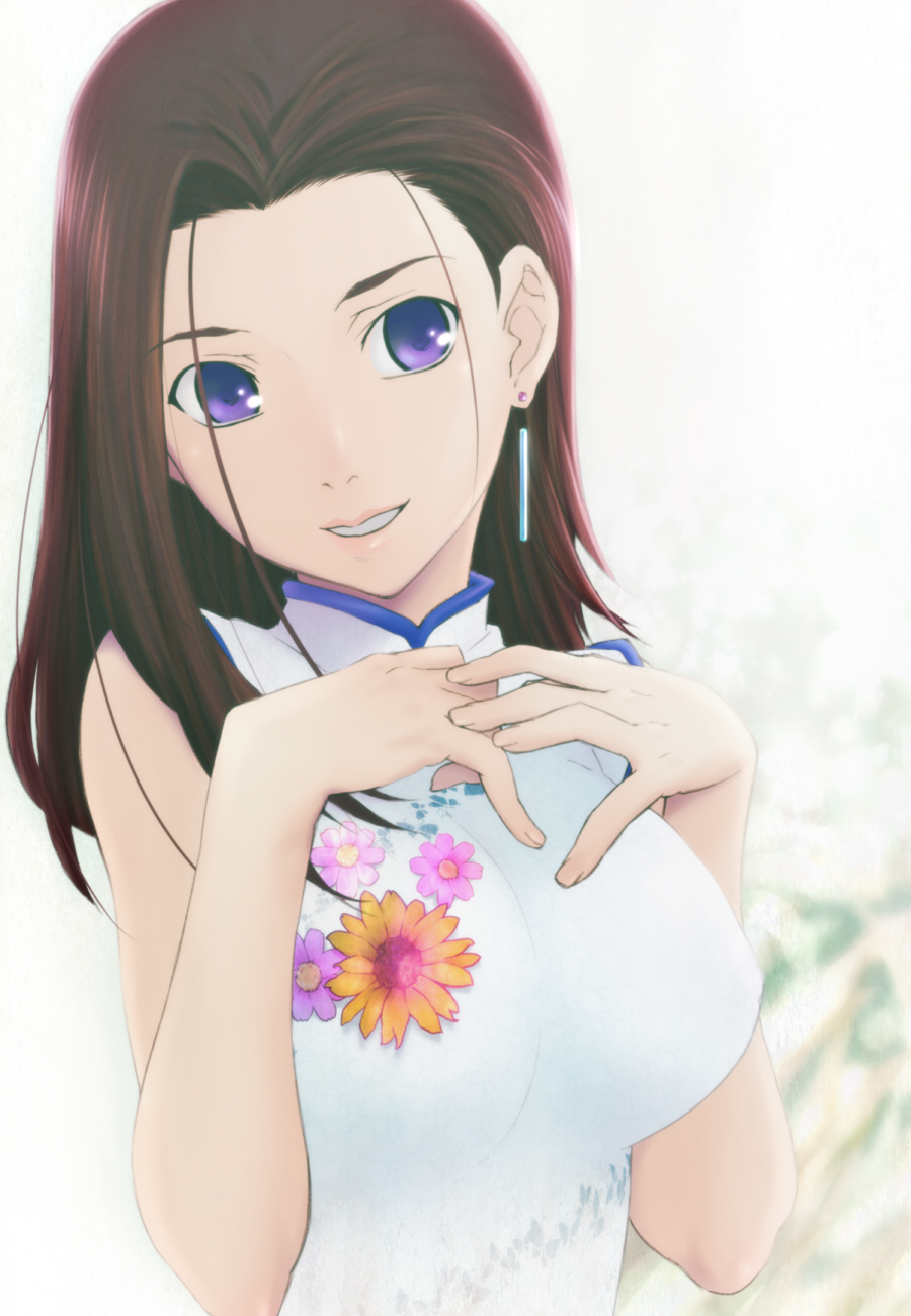 china_dress, chinese_clothes, earrings, highres, jewelry, original, pandaun, purple_eyes, solo, violet_eyes