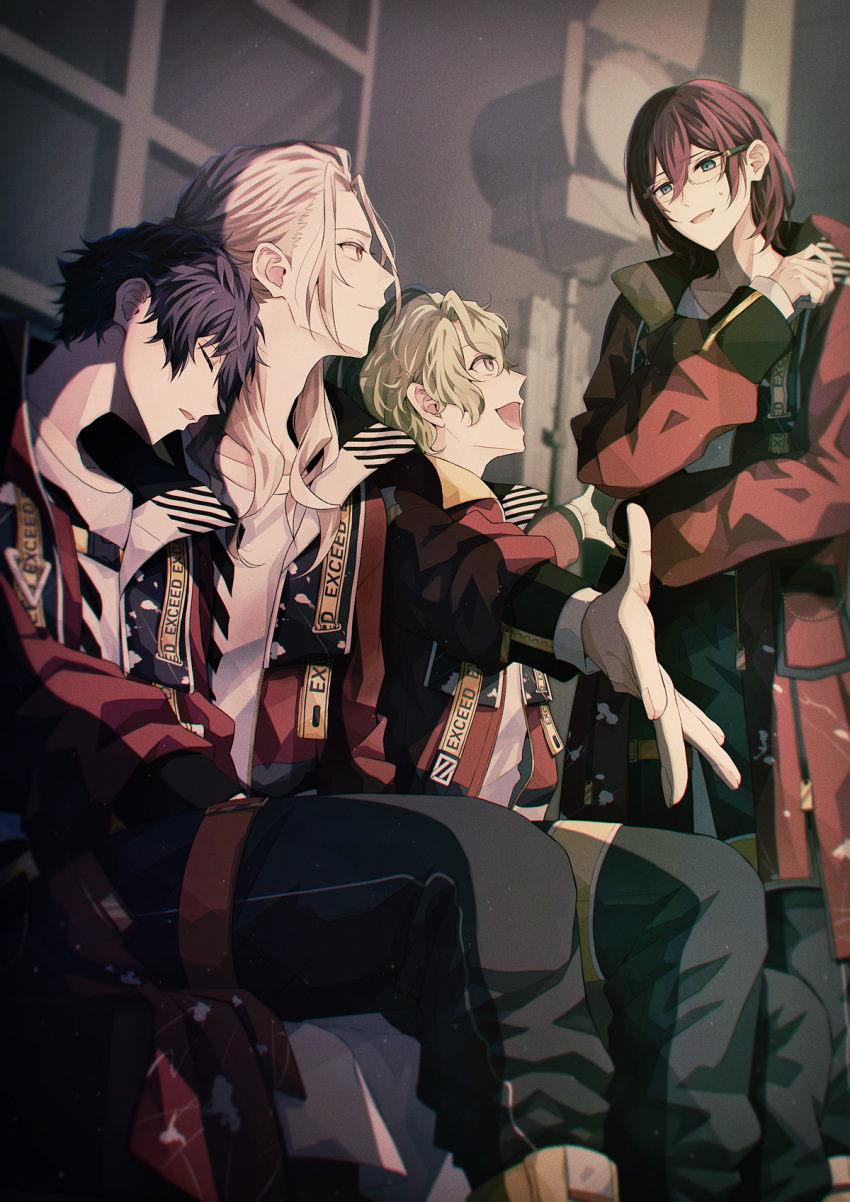 4boys, blue_eyes, closed_mouth, eden_(ensemble_stars!), ensemble_stars!, glasses, highres, jacket