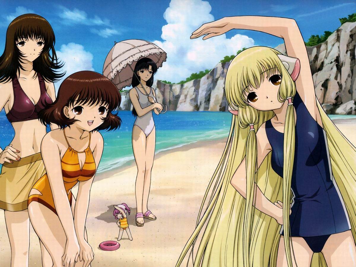 chii, chobits, hibiya_chitose, oomura_yumi, shimizu_takako, sumomo, swimsuit