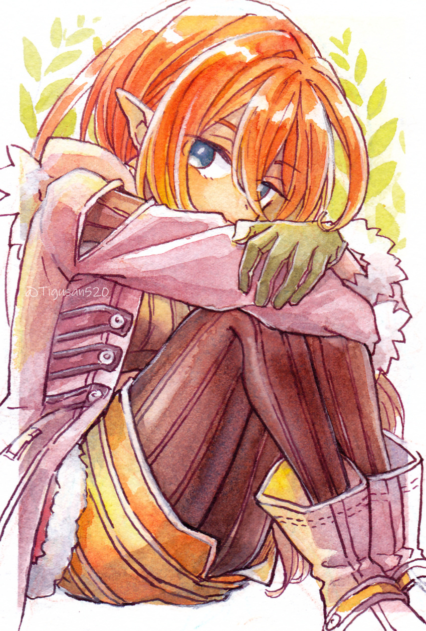 1girl, blue_eyes, crop_top, fur-trimmed_collar, fur-trimmed_sleeves, fur_trim, gloves, highres