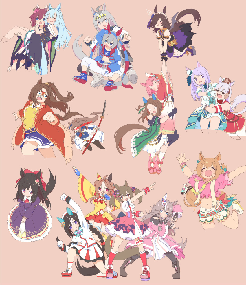 >_<, 6+girls, =_=, absurdres, ahoge, animal_ears, armband, ascot