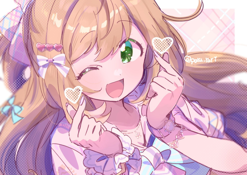 1girl, alternate_hairstyle, blonde_hair, blue_bow, blue_bowtie, blue_ribbon, blurry, blush