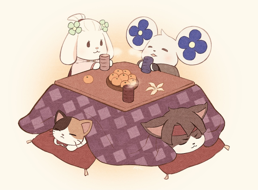 :3, ace_attorney, amemomism, bow, calico, cat, chuunosuke_(ace_attorney), closed_eyes