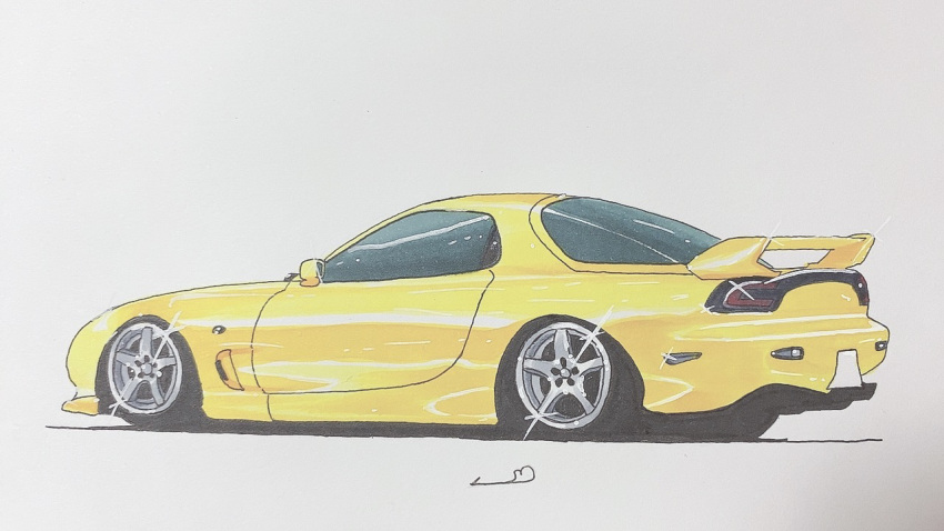 car, glint, kulistynu, marker_(medium), mazda, mazda_rx-7, mazda_rx-7_fd, motor_vehicle