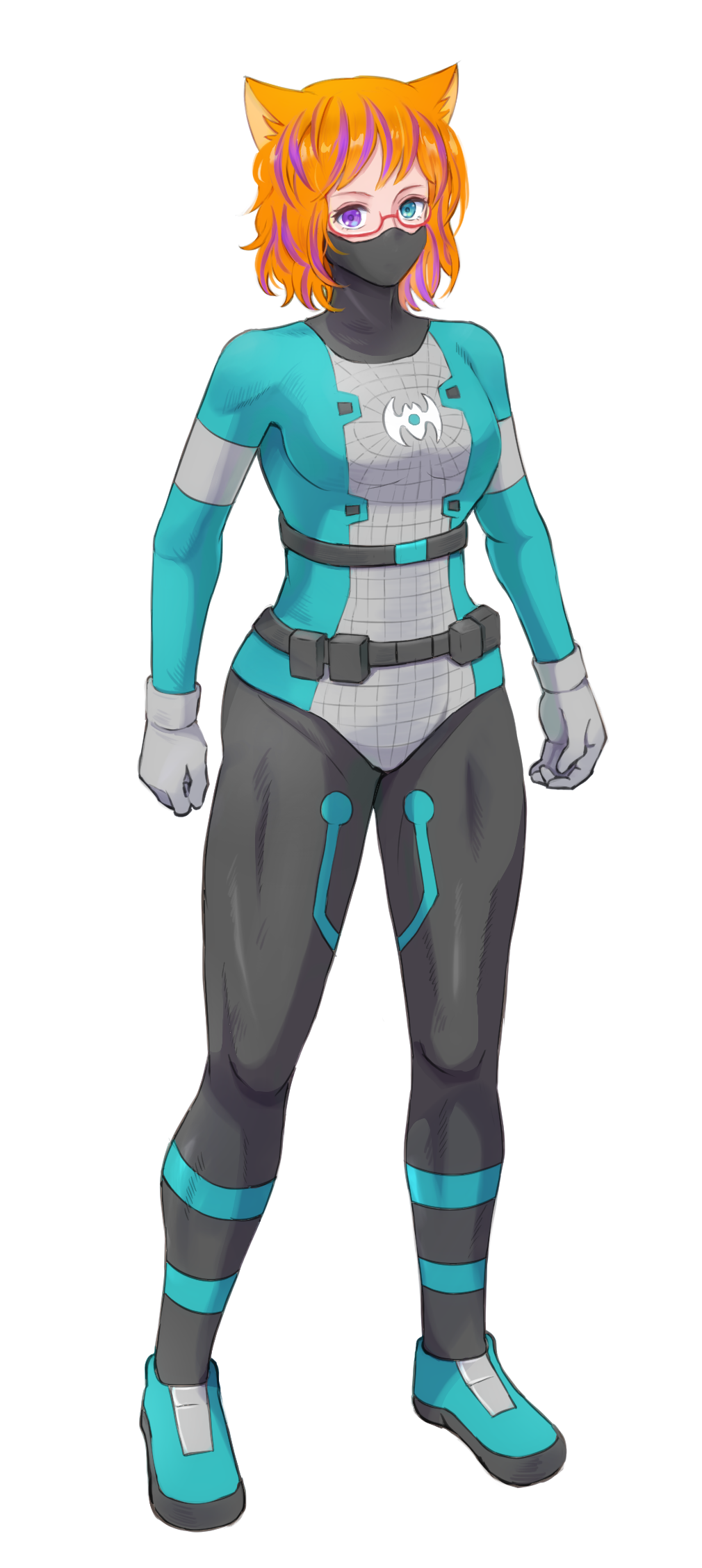 animal_ears, aqua_eyes, breasts, cat_ears, cat_girl, crossover_nexus_project, crossover_nexus_series, glasses