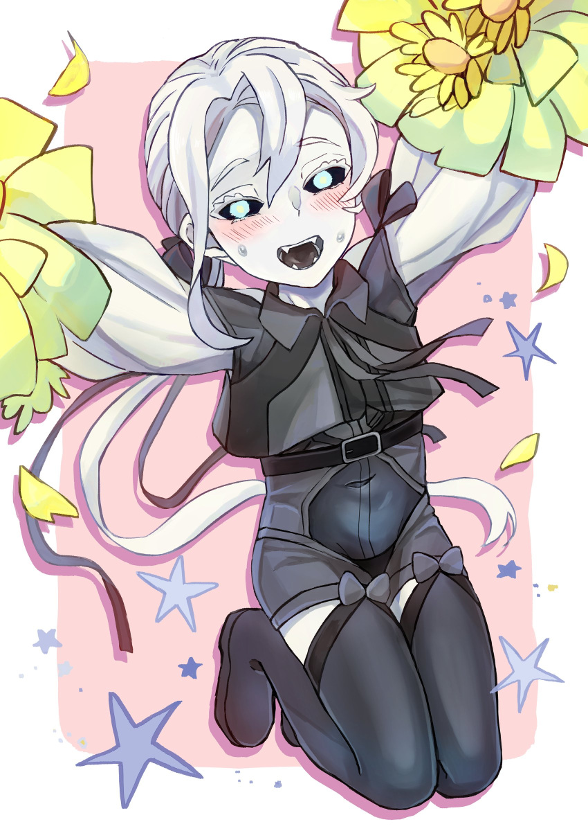 1girl, absurdres, alternate_costume, alternate_hairstyle, belt, black_bow, black_ribbon, black_sclera