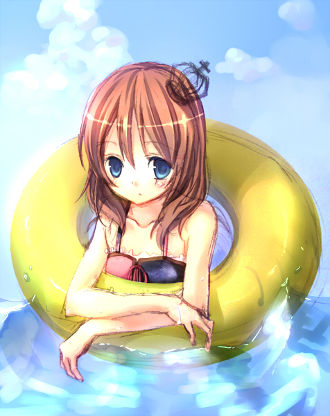1girl, bikini, innertube, lowres, mizuki_riyu, solo, swimming, swimsuit, tagme, umineko_no_naku_koro_ni, ushiromiya_maria