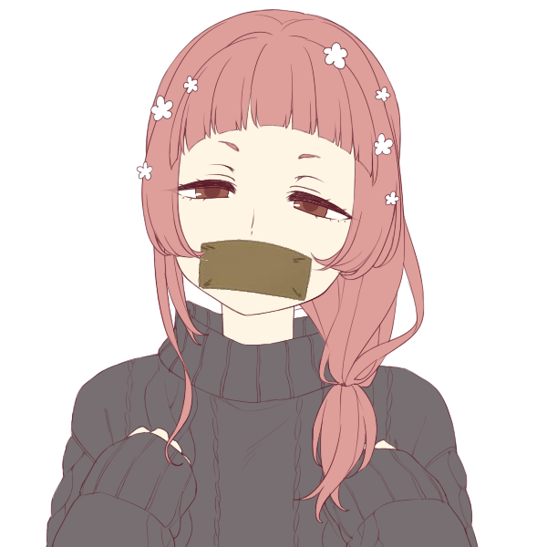 1girl, gag, improvised_gag, mouth_gag, non-web_source, picrew, solo, tape