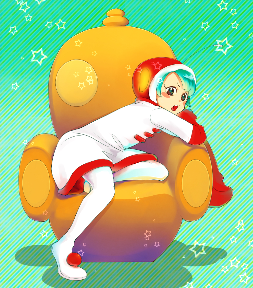 1girl, aida_yoneka, antennae, blue_hair, blush, blush_stickers, couch, dress