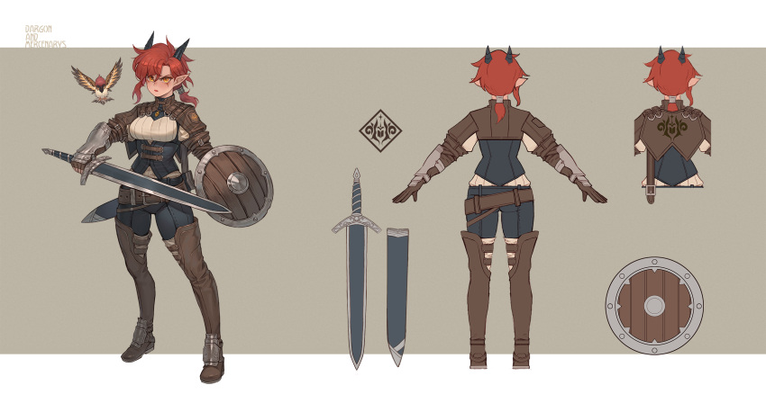 1girl, armor, belt, belt_buckle, bird, boots, breasts, buckle