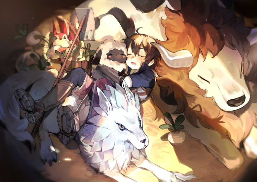 1boy, absurdres, ahoge, black_pants, blush, boots, brown_footwear, brown_hair