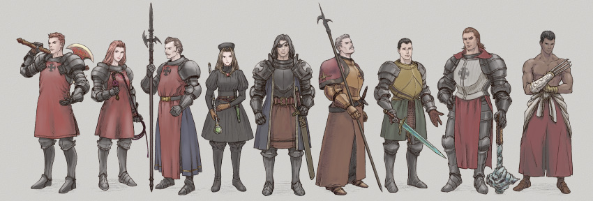 absurdres, armor, axe, brother_and_sister, brown_eyes, brown_hair, catiua_powell, character_request