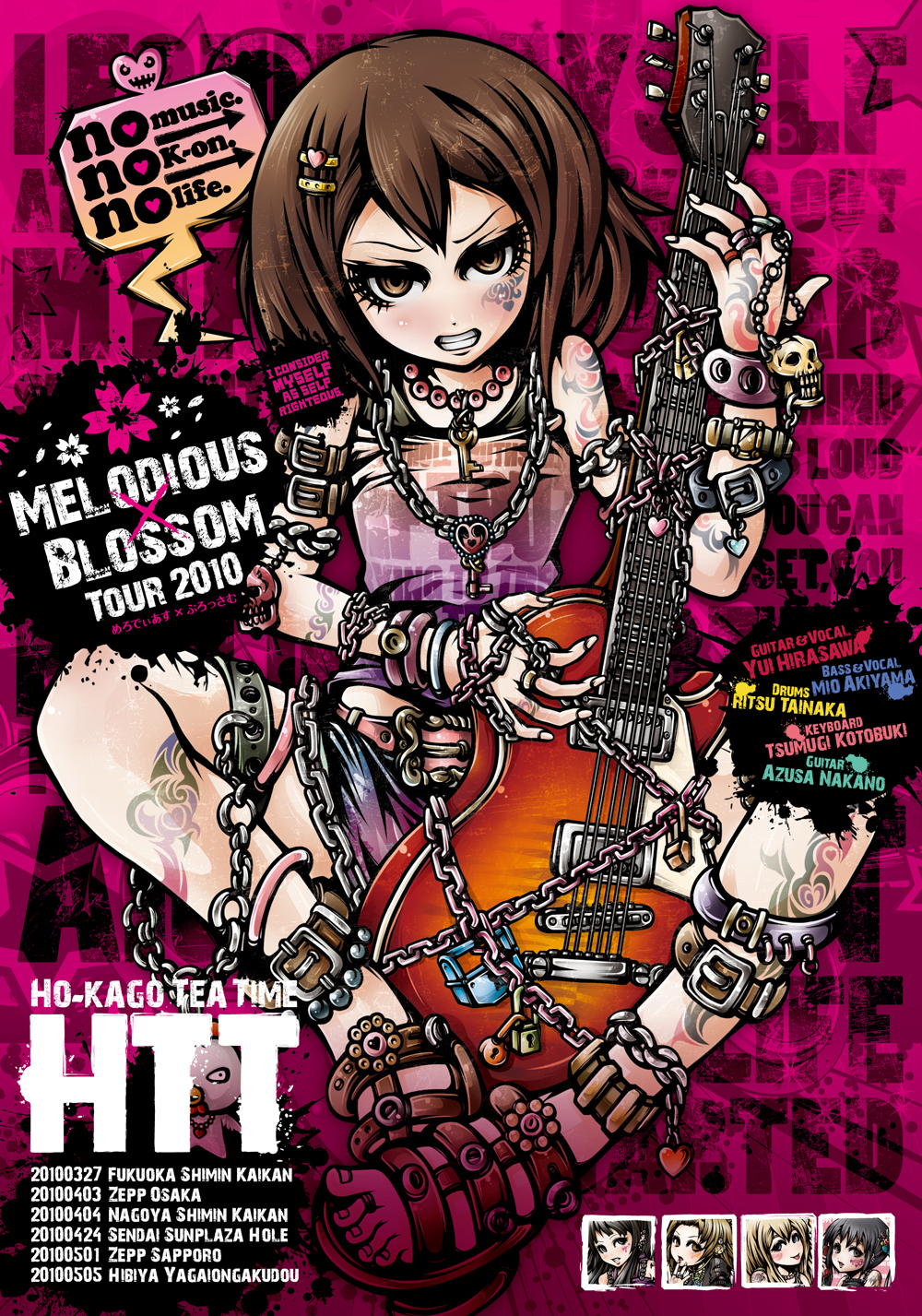 anklet, belt, bracelet, brown_eyes, brown_hair, chain, english, facial_tattoo
