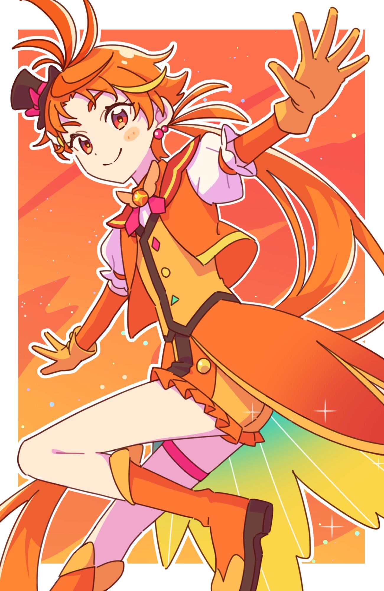 1boy, blush, boots, closed_mouth, cure_wing, earrings, gloves, hat