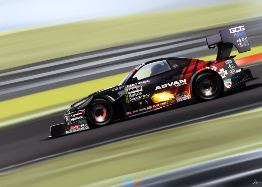 1boy, absurdres, advan, car, fire, from_side, highres, motion_blur, motor_vehicle, nissan, nissan_s15_silvia, nissan_silvia, race_vehicle, racecar, real_life, shadow, silenxe, spoiler_(automobile), sponsor, suzuki_tomohiko, vehicle_focus, world_time_attack_challenge
