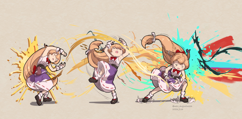 1girl, absurdres, bow, brown_hair, drunken_fist, fighting_game, hair_bow, highres