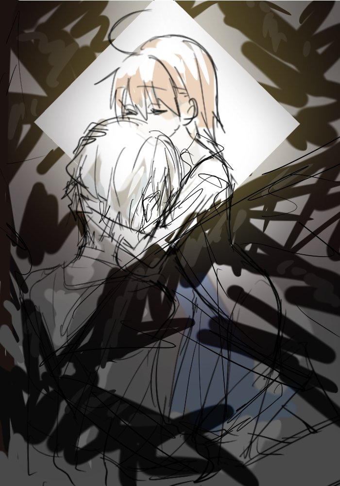 1boy, 1girl, accelerator_(toaru_majutsu_no_index), ahoge, albino, black_wings, brown_hair, choker