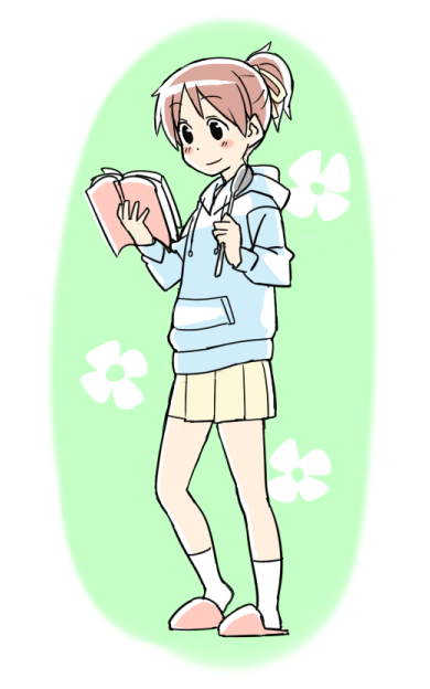 brown_eyes, brown_hair, hirasawa_ui, hoodie, iefukurou, k-on!, ladle, ponytail