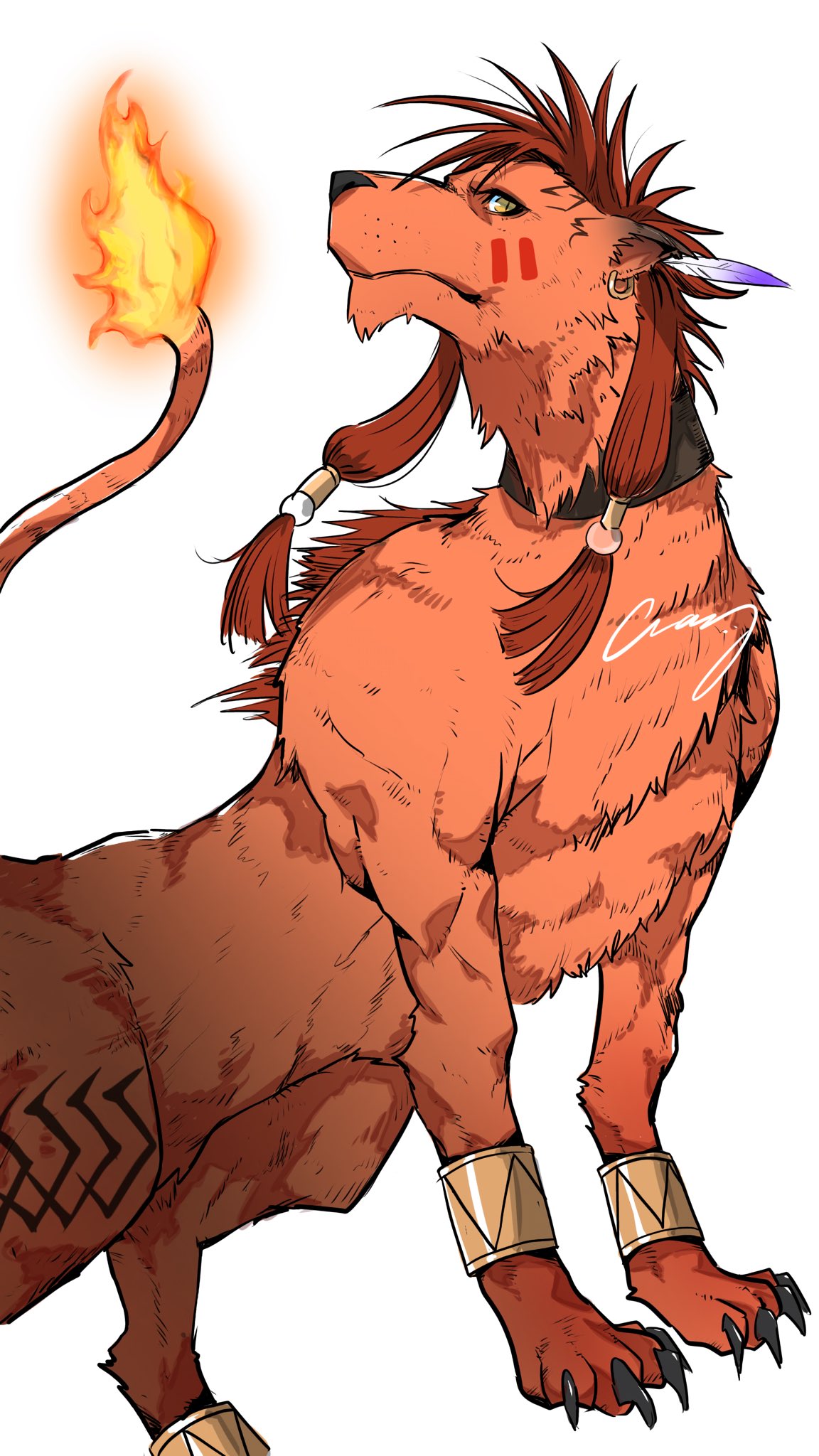 1boy, animal, body_markings, bracelet, claws, closed_mouth, commentary_request, crazy02oekaki