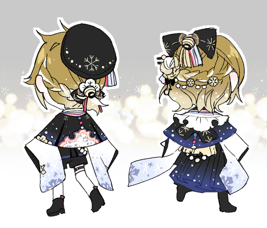 1boy, 1girl, beads, belt, black_bow, black_capelet, black_footwear, black_headwear