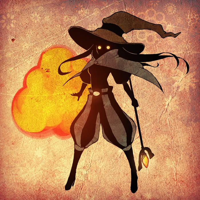 cape, explosion, final_fantasy, glowing, glowing_eyes, hat, long_hair, solo