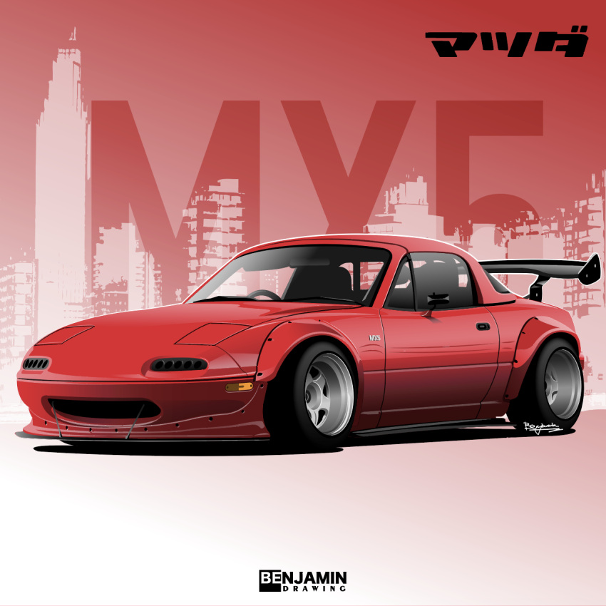 artist_name, benjamin_(user_scjv3278), car, highres, mazda, mazda_mx-5, motor_vehicle, no_humans