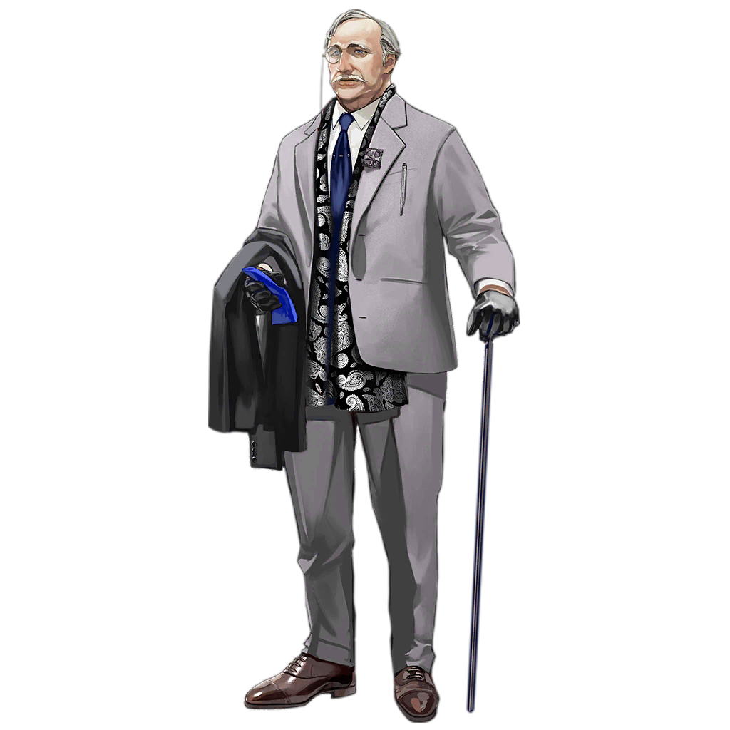 1boy, artist_request, black_coat, black_gloves, black_shawl, blue_eyes, blue_necktie, brown_footwear