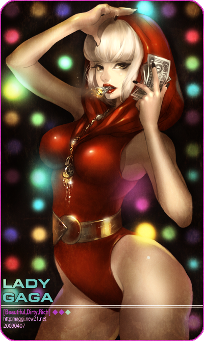 belt, blunt_bangs, breasts, dollar_bill, gold, highleg, hoodie, jewelry