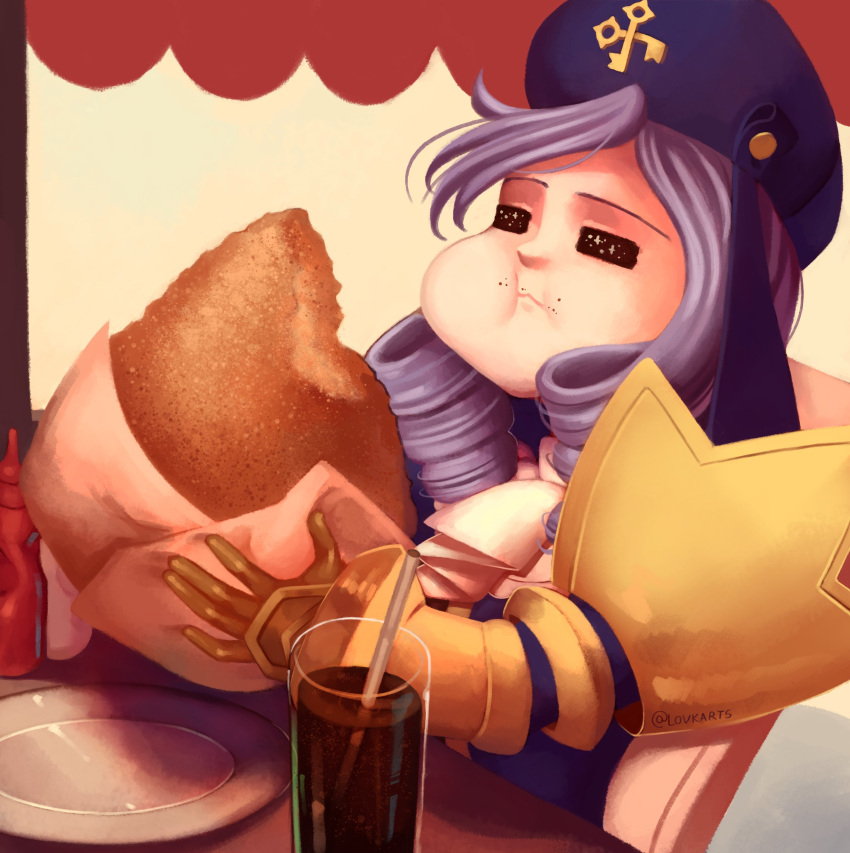 1girl, absurdres, dlanor_a._knox, eating, happy, highres, lovka, sitting, soda, umineko_no_naku_koro_ni