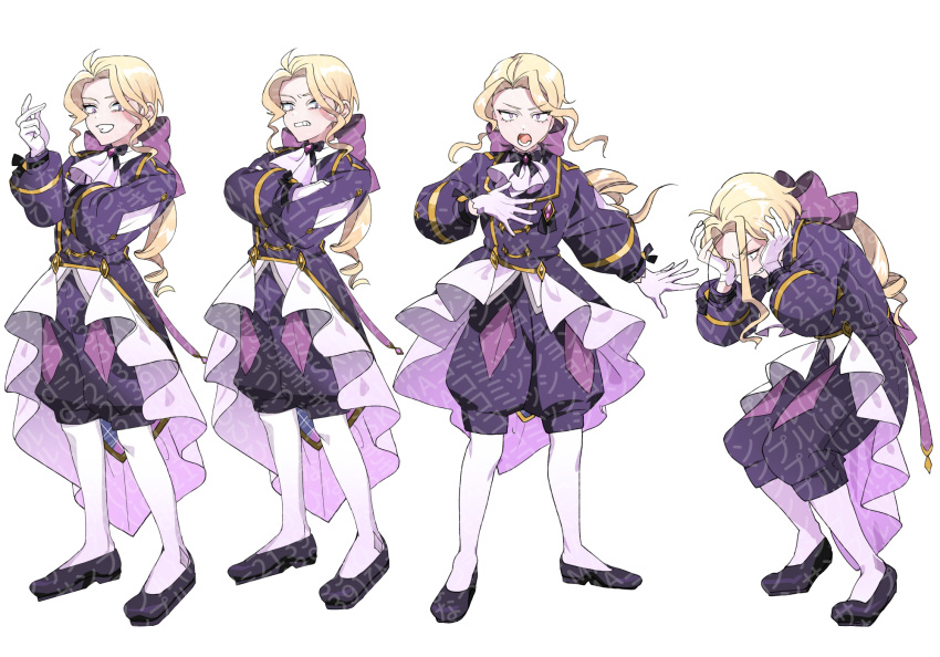 1boy, ascot, black_bow, black_bowtie, black_footwear, blonde_hair, bow, bowtie