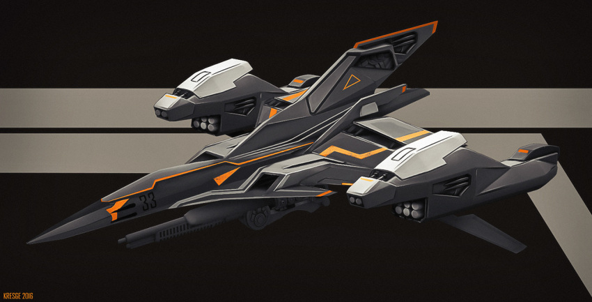 2016, 3d, canards, concept_art, dated, egserk, energy_cannon, english_commentary, freespace_2, gunpod, machinery, missile, missile_pod, no_humans, official_style, photoshop_(medium), science_fiction, signature, spacecraft, starfighter
