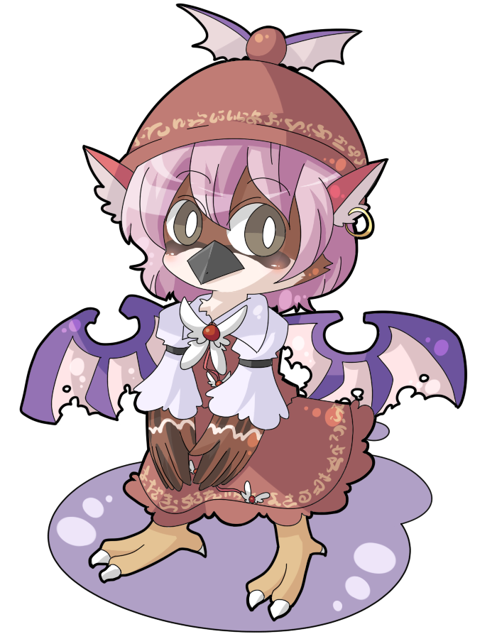 chibi, earrings, furry, hat, jewelry, kousyoku, kuzugitsune_(inarikami), mystia_lorelei