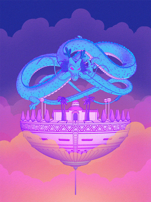 3d, animal, animated, animated_gif, building, cel_shading, clouds, cloudy_sky