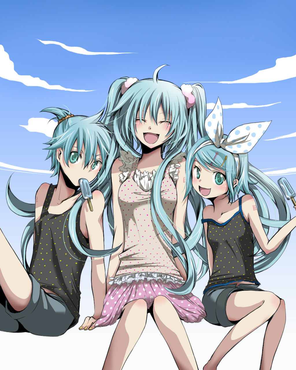aqua_eyes, aqua_hair, bad_id, hair_ornament, hair_ribbon, hairclip, hatsune_miku, highres