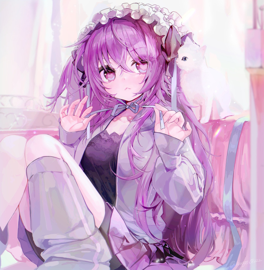 1girl, bike_shorts, bike_shorts_under_skirt, cat, heart, heart_in_eye, highres, jacket