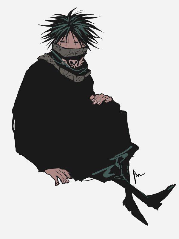 1boy, black_eyes, black_hair, bun_(game728hale396), covered_mouth, feitan_portor, full_body, hunter_x_hunter