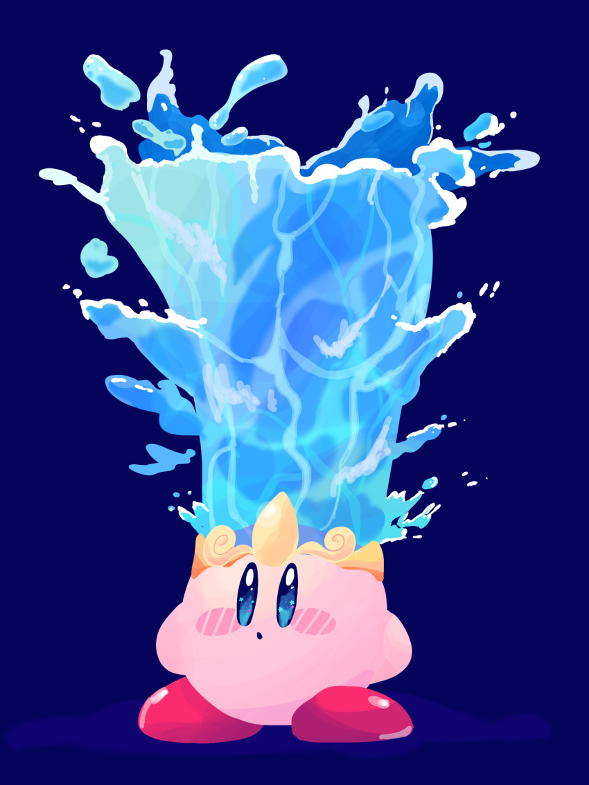 :o, blue_background, blue_eyes, blush, blush_stickers, commentary_request, copy_ability, crown