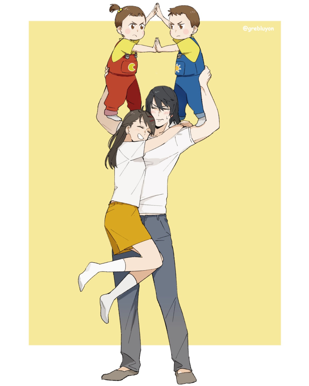 highres, iwato_suzume, munakata_souta, ninomiya_rumi, ninomiya_sora, su_(grebluyon), suzume_no_tojimari