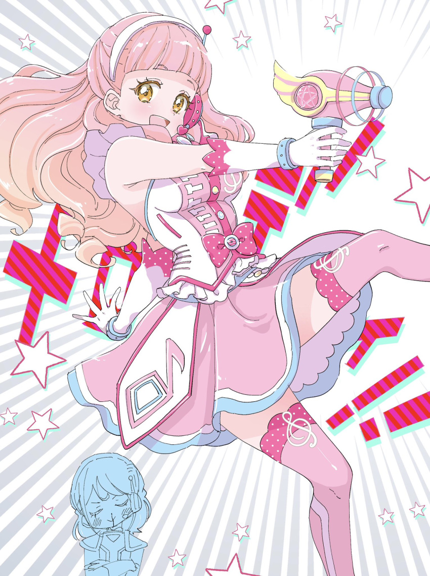 aikatsu!_(series), aikatsu_friends!, bare_shoulders, blood, blunt_bangs, bow, bracelet, breasts