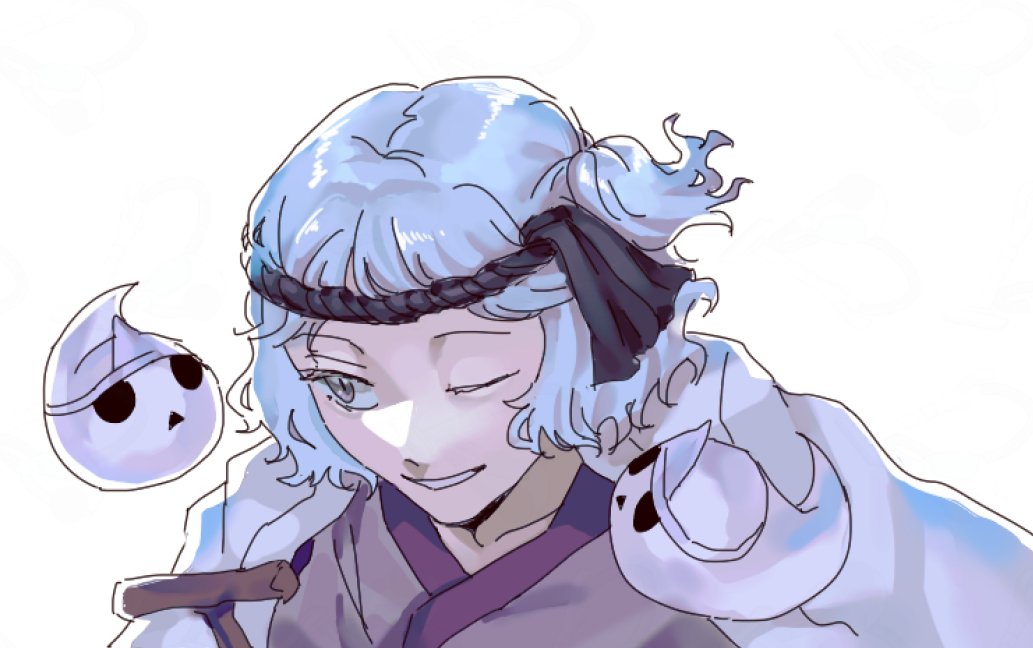 1other, androgynous, black_headband, black_ribbon, blue_hair, collarbone, colored_eyelashes, commentary