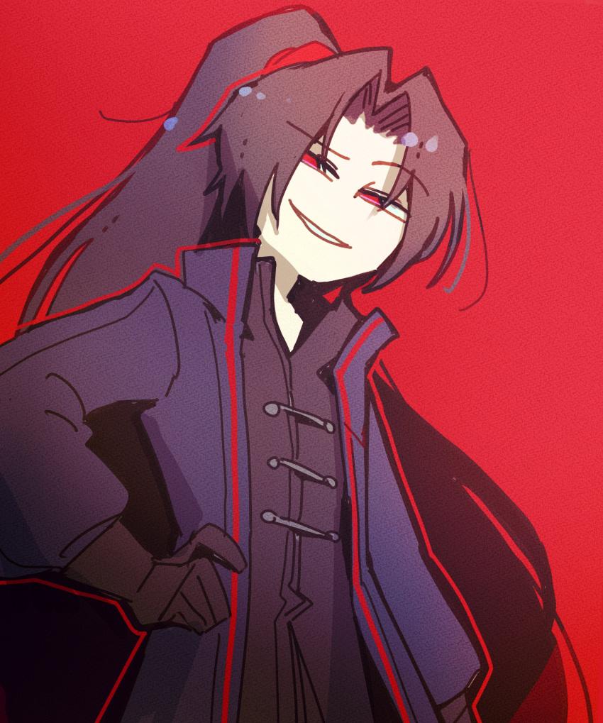 1boy, absurdres, black_coat, black_gloves, black_hair, blue_coat, coat, gloves