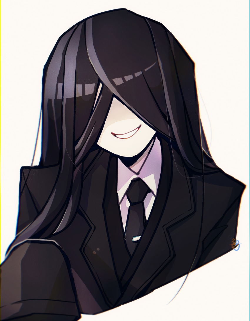 1girl, black_coat, black_hair, black_necktie, black_vest, coat, collared_shirt, facing_viewer