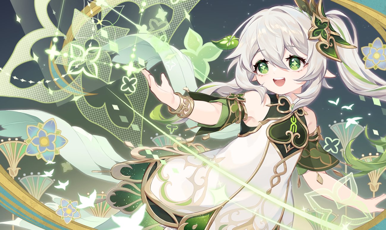 1girl, braid, cape, cross-shaped_pupils, detached_sleeves, dress, genshin_impact, gold_trim