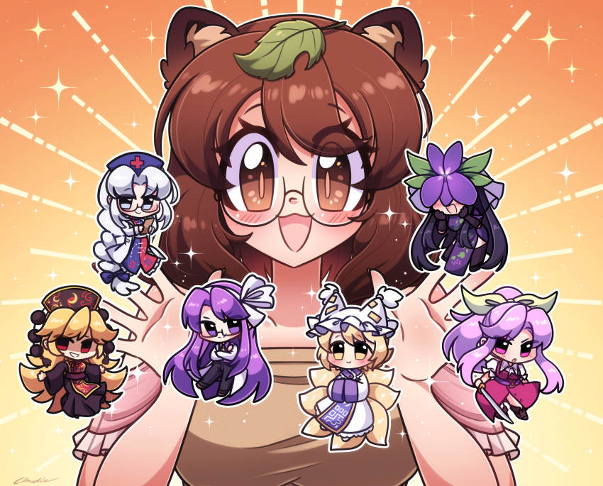 6+girls, absurdres, animal_ears, asakura_rikako, ascot, belt, black_dress, black_gloves