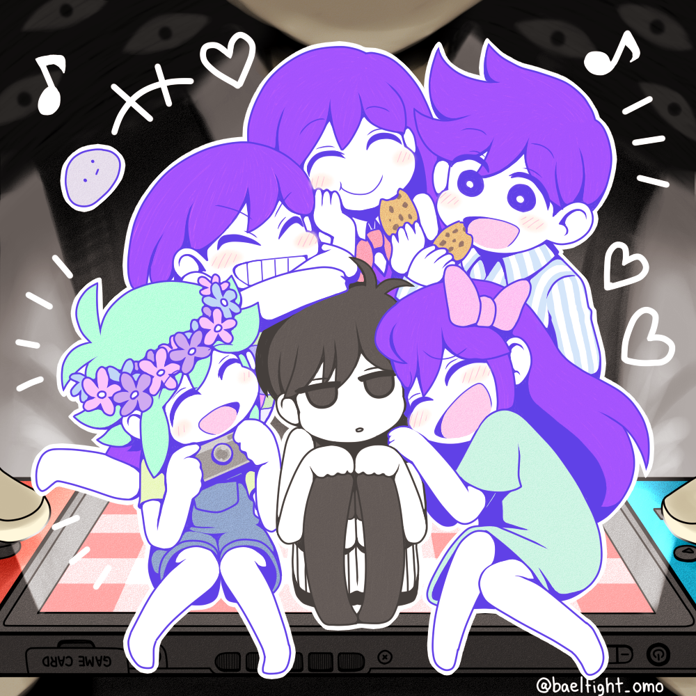 2girls, 5boys, aubrey_(headspace)_(omori), aubrey_(omori), basil_(headspace)_(omori), basil_(omori), black_eyes, black_hair