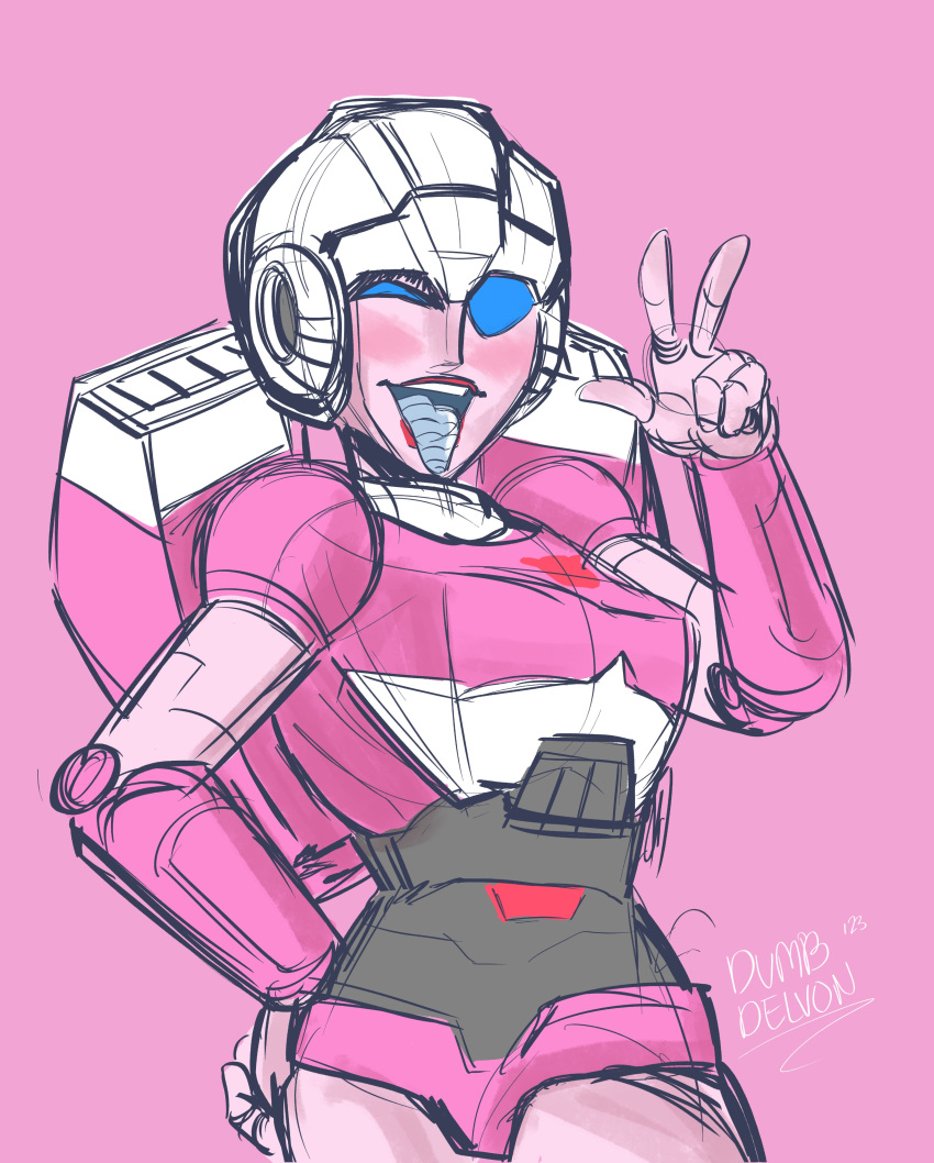absurdres, arcee, autobot, backpack, bag, blue_eyes, breasts, dumbdelvon